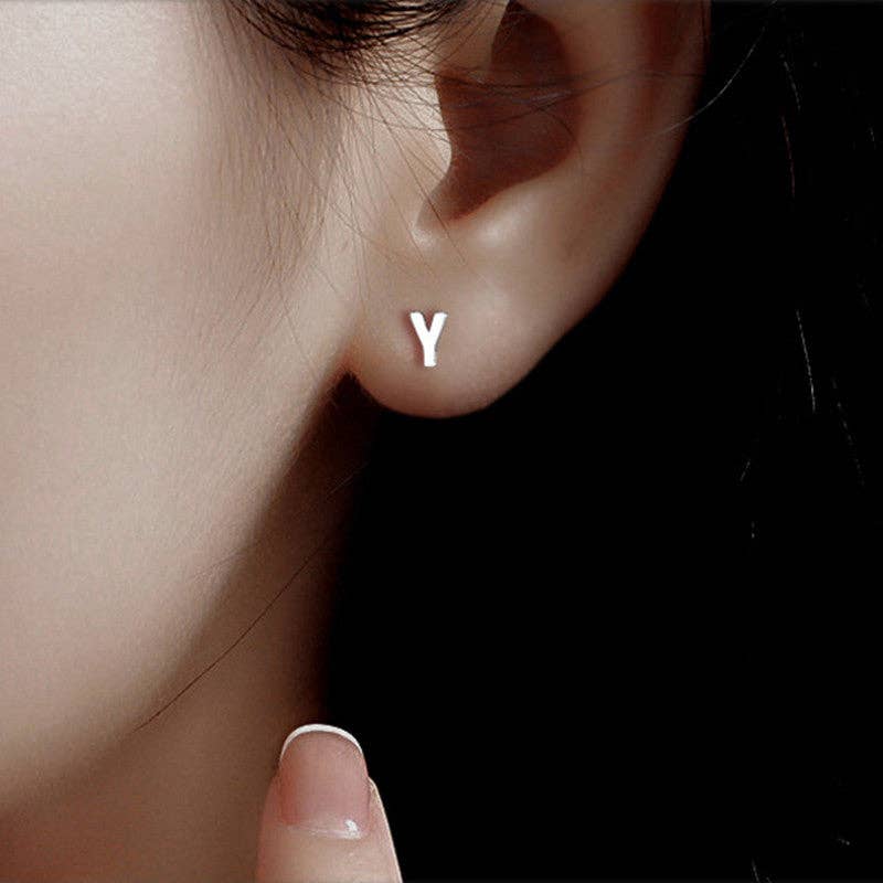 Perimade & Co. LLC - Wholesale Stud/Post Earrings - Dainty Initial Letter Stud Earrings in 925 Sterling Silver24
