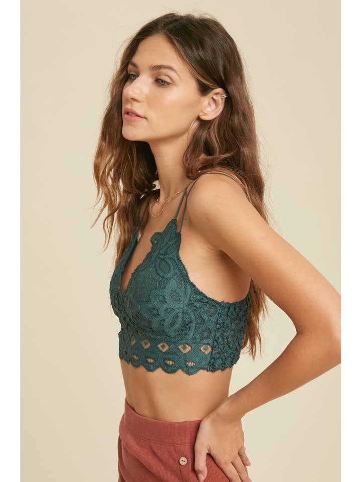 Wishlist Apparel - Wholesale Bralette - Women's - DOUBLE STRAP SCALLOPED LACE BRALETTE / WL17-01365