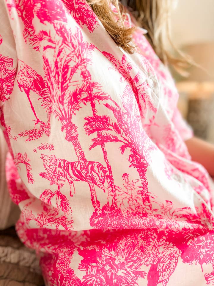 Heart of Grace - Wholesale Sleepwear Set - Women's - Golden Isle | Pink Toile pajama setÂ