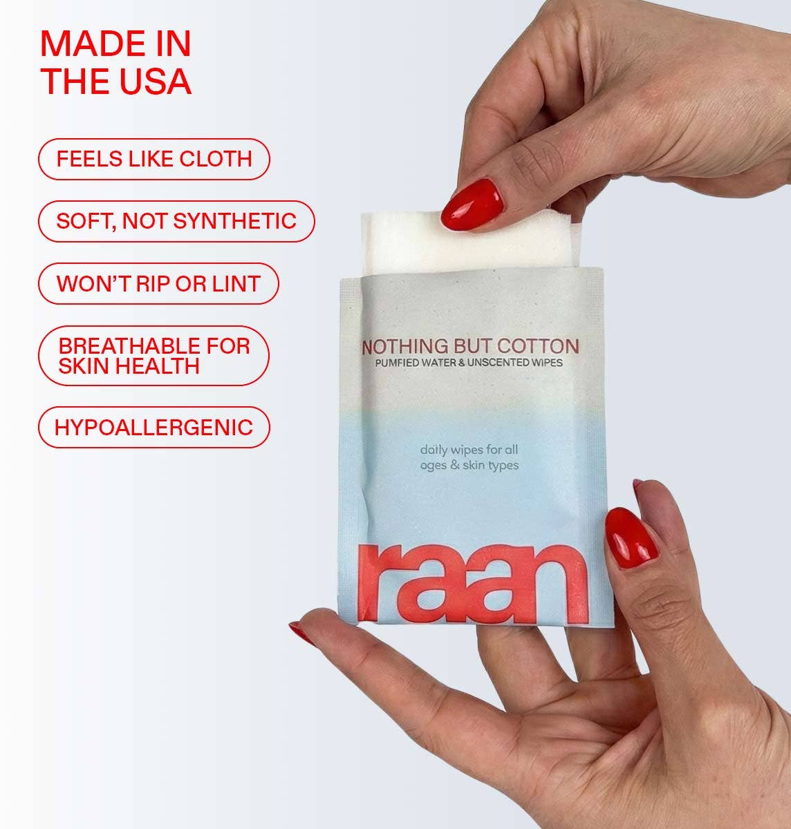 Raan inc - Wholesale Face & Body Wipes - 100% Cotton Face and Body Cleansing Wipe for Sensitive Skin (10 Individually Wrapped)5