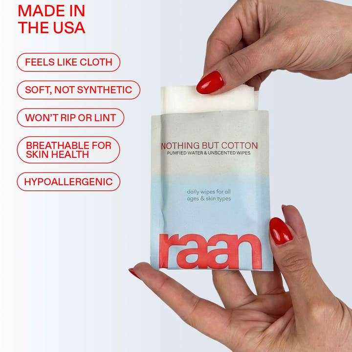 Raan inc - Wholesale Face & Body Wipes - 100% Cotton Face and Body Cleansing Wipe for Sensitive Skin (10 Individually Wrapped)5