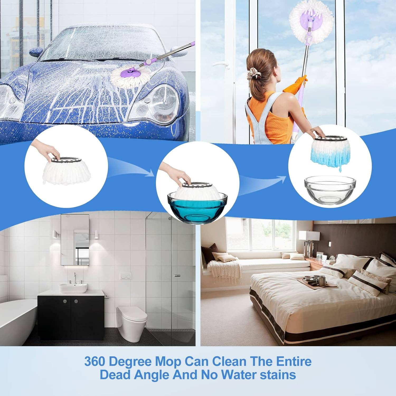 Tsyware - Wholesale Mop - Replacement Microfiber White Round Mop Head Refill 360 Spin5