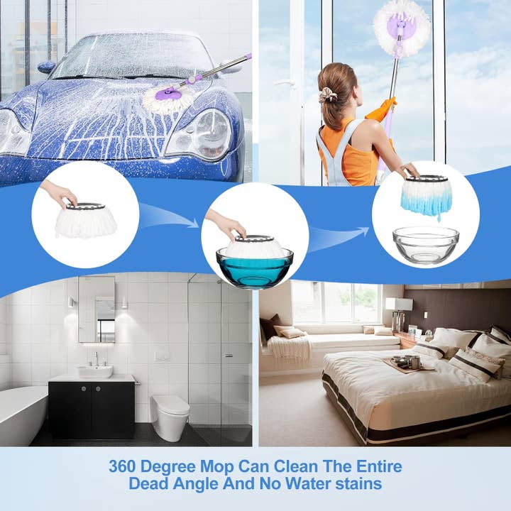 Tsyware - Wholesale Mop - Replacement Microfiber White Round Mop Head Refill 360 Spin5