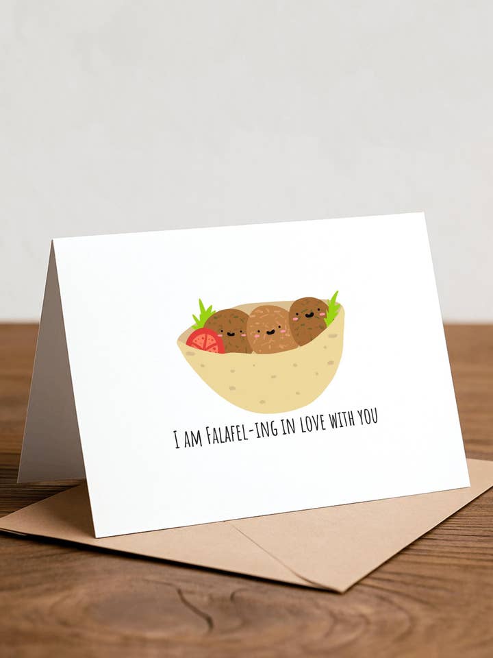 Falafel Kärlekskort: Handgjort Matälskarens Alla hjärtans dag-kort för wholesale av Chewy Lemon Studio