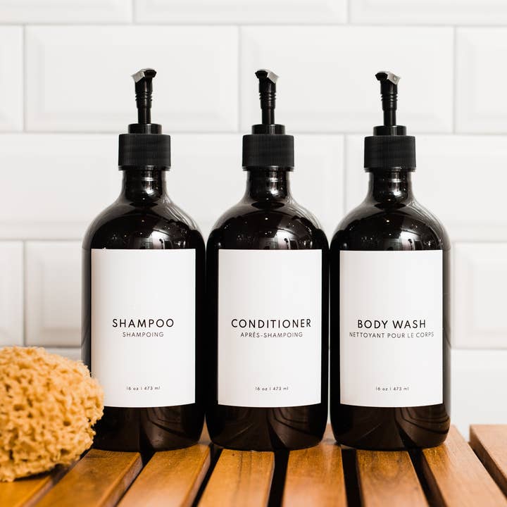 The Little Spruce Home - Wholesale Soap Dispenser - Set of 3 Shampoo, Conditioner, Body Wash Refillable Bottles