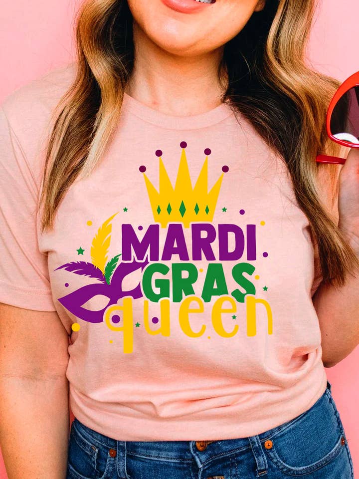 House Of Rodan - Vente T-shirt à imprimés – femme - Mardi Gras Queen - T-shirt mignon NOLA pour fête de Mardi Gras2