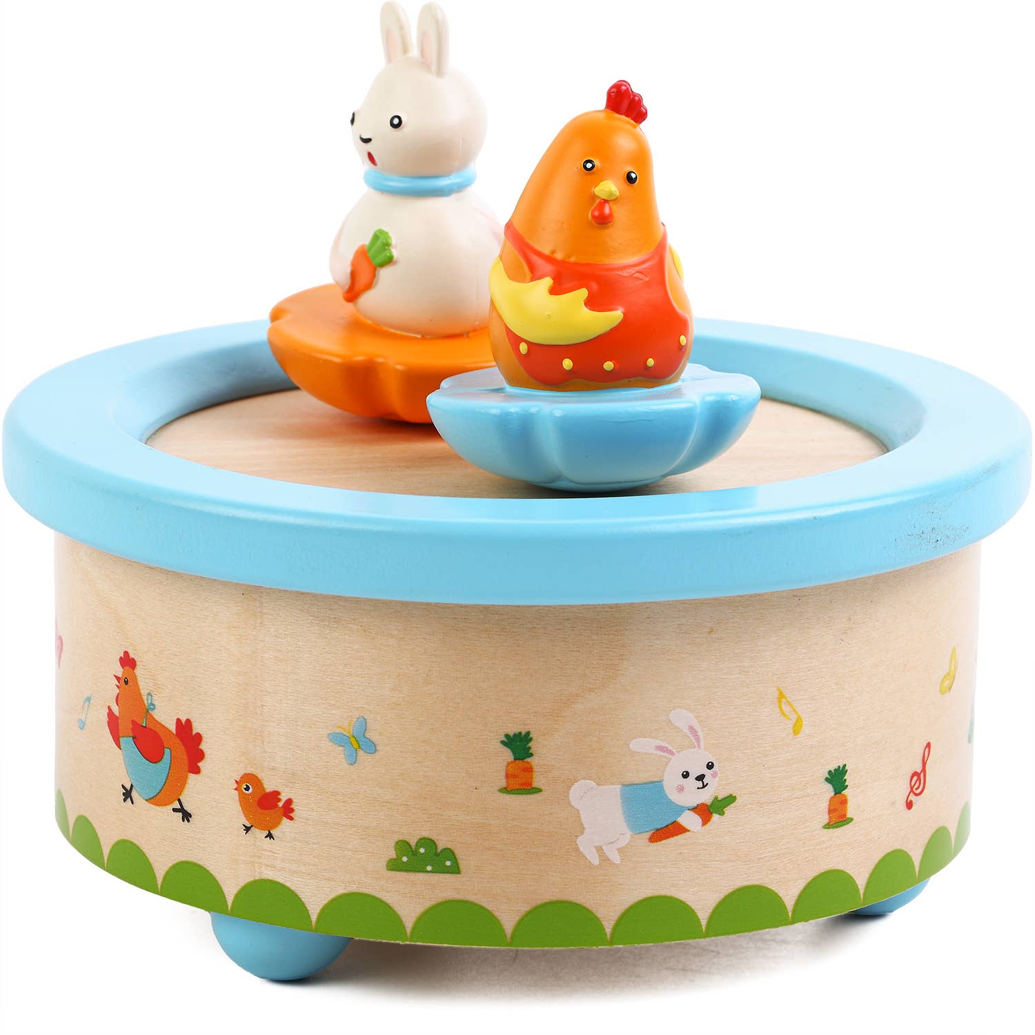 Ulysse Couleurs d'Enfance – Großhandel Musikspielzeug – Kind & Baby – Spieluhr mit Huhn und Hase aus Holz2