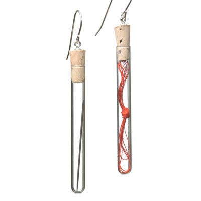 Needle and thread test tube earrings for wholesale by Amy Pfaffman Jewelry