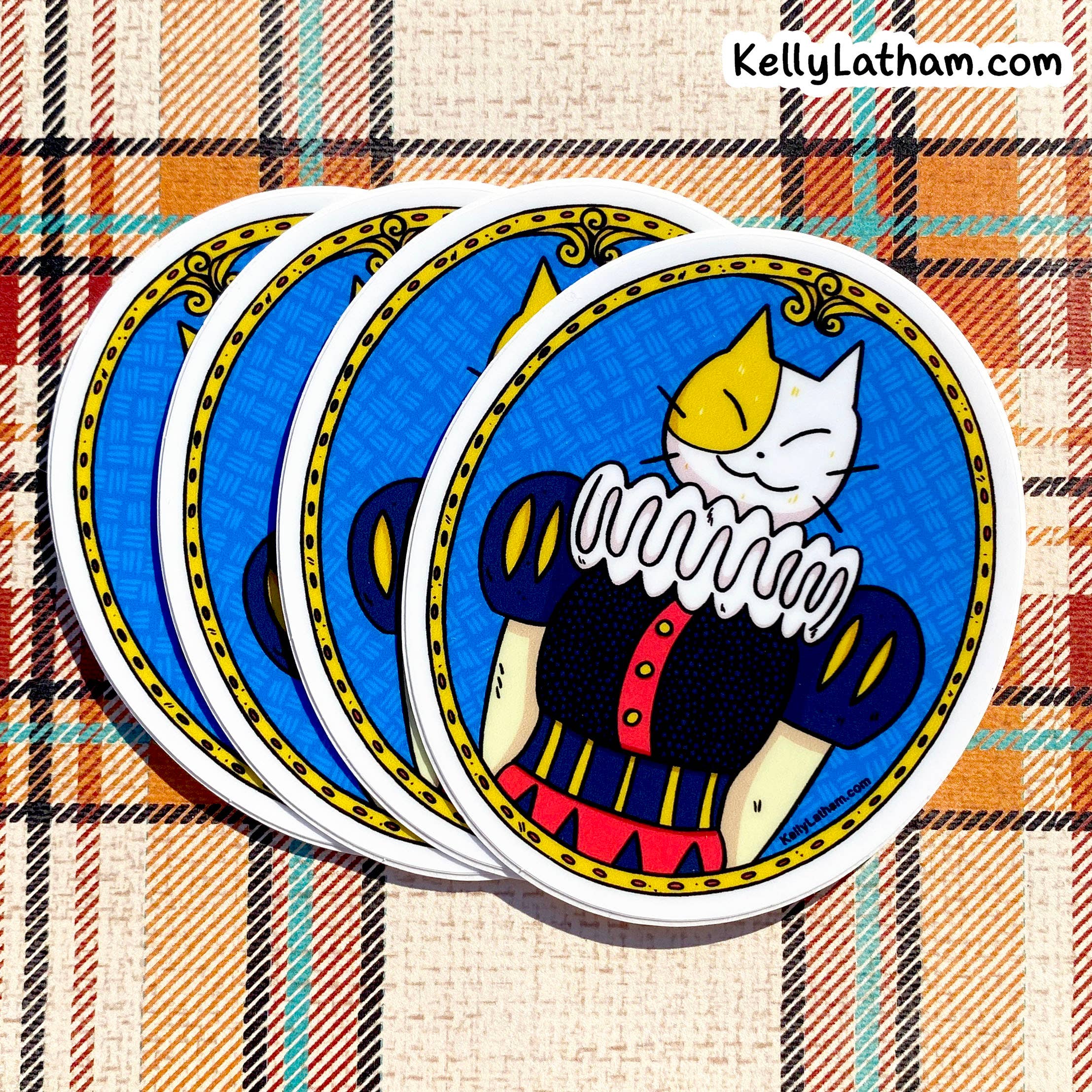 Kelly Latham Art - Wholesale Sticker - Fancy Shakespeare Cat - Waterdichte vinylsticker - schattig3