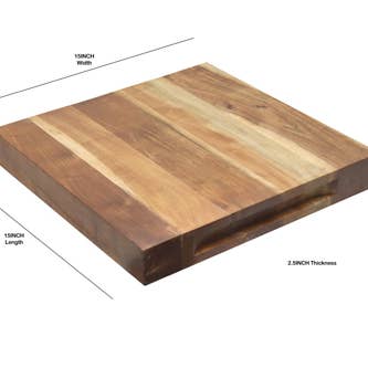 India Handicrafts Inc – Tábua de cortar por atacado – Tábua de Corte Quadrada de Madeira de Acácia com Alças Recortadas9