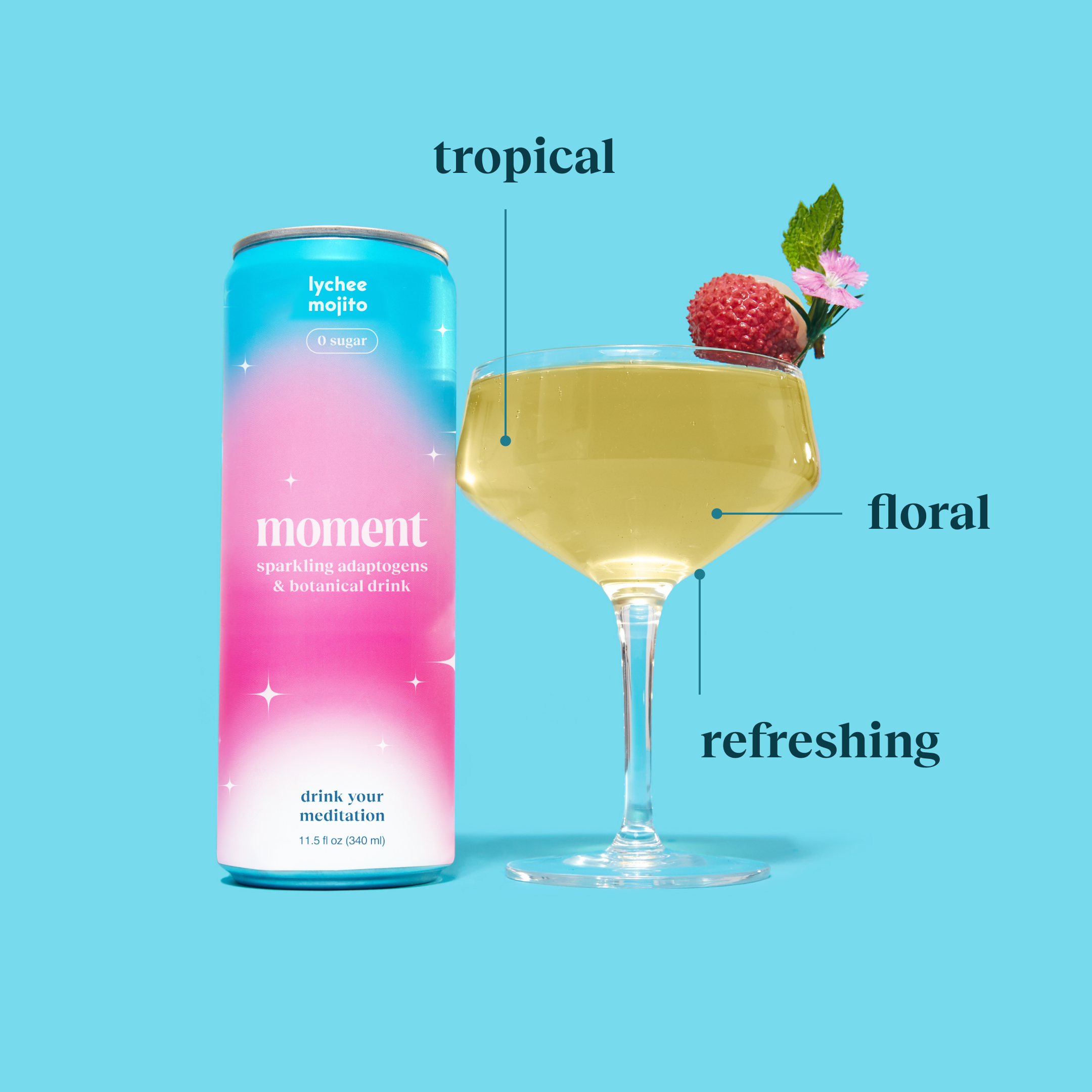 Moment - Wholesale Non-Alcoholic Aperitif/Mocktail - Sparkling Lychee Mojito 12-pack Botanical Water1