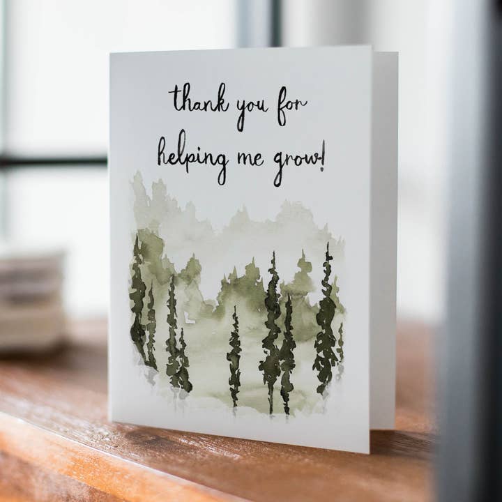 Tarjeta de profesor «Gracias por ayudarme a crecer» para venta al por mayor de The Cranberry Finch