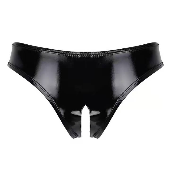 Tourtiwi – Calções – Mulher por atacado – Calções triangulares de virilha aberta sexy em PVC brilhante em couro envernçado3
