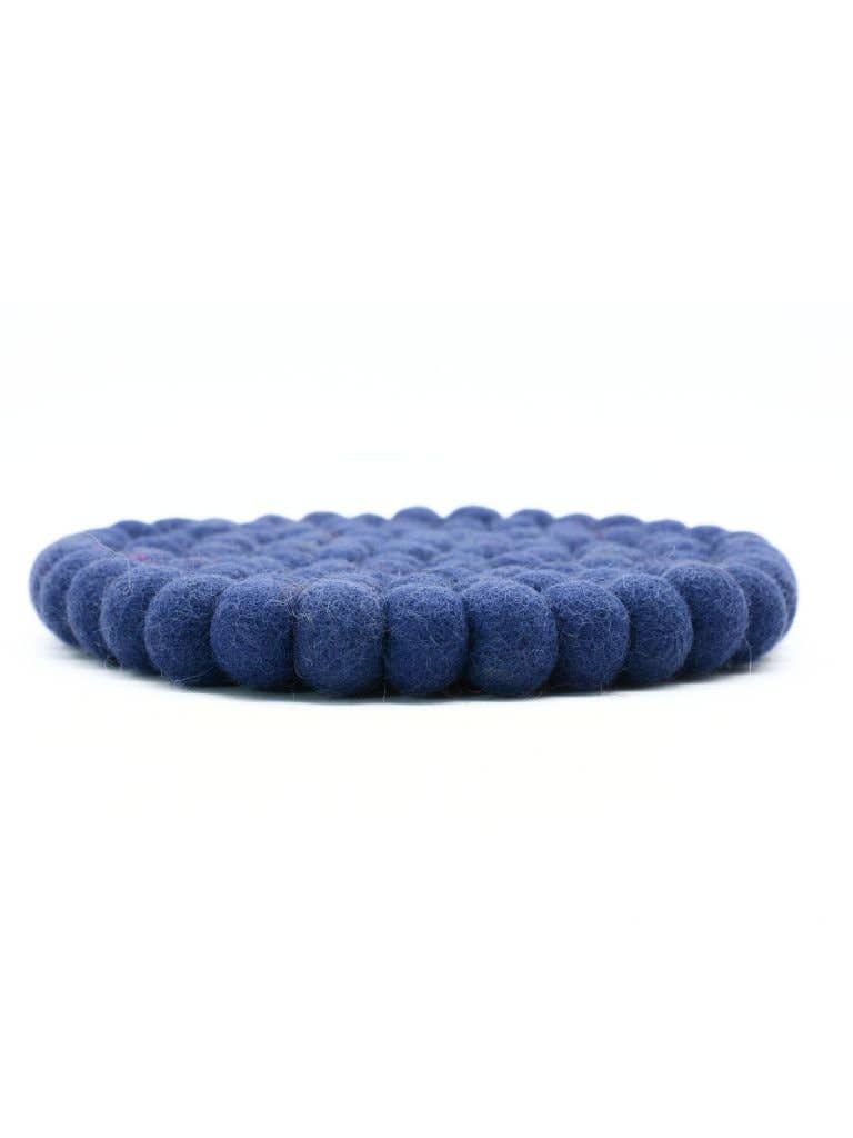 Woollyfelt - Wholesale Trivet - Navy Blue Felt Ball Wool Trivet Sets2