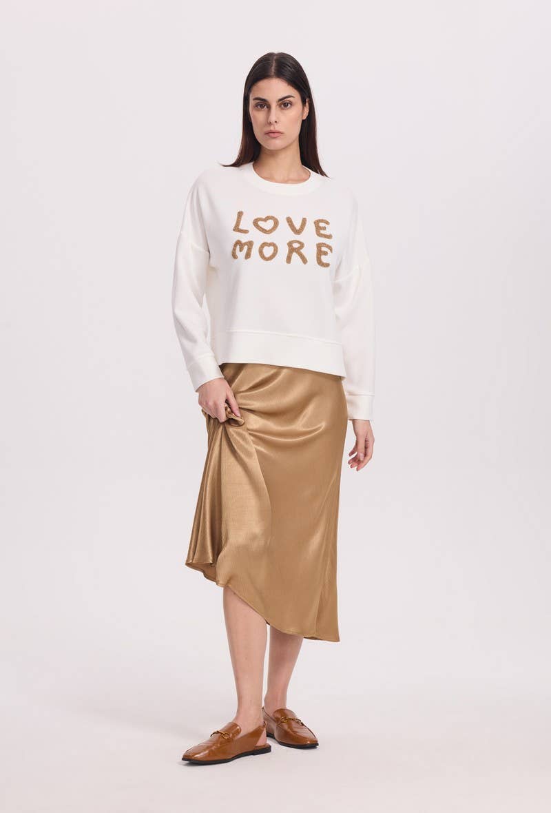 Beige Sweatshirt with embroidered message for wholesale on Faire2