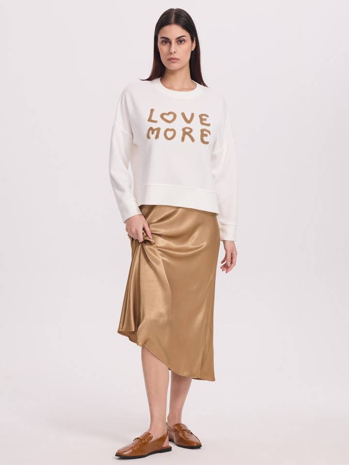 Beige Sweatshirt with embroidered message for wholesale on Faire2