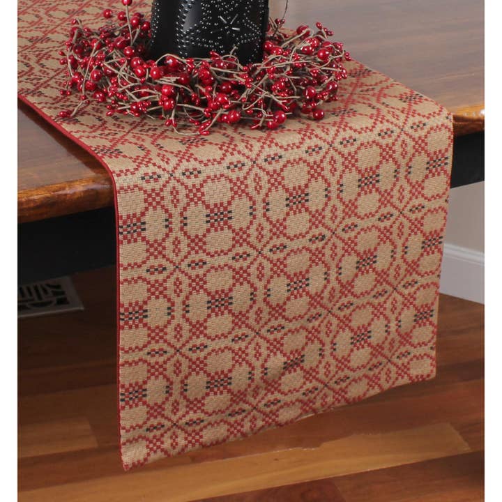 Kendall Jacquard Red Table Runner for wholesale by Home Collections by Raghu