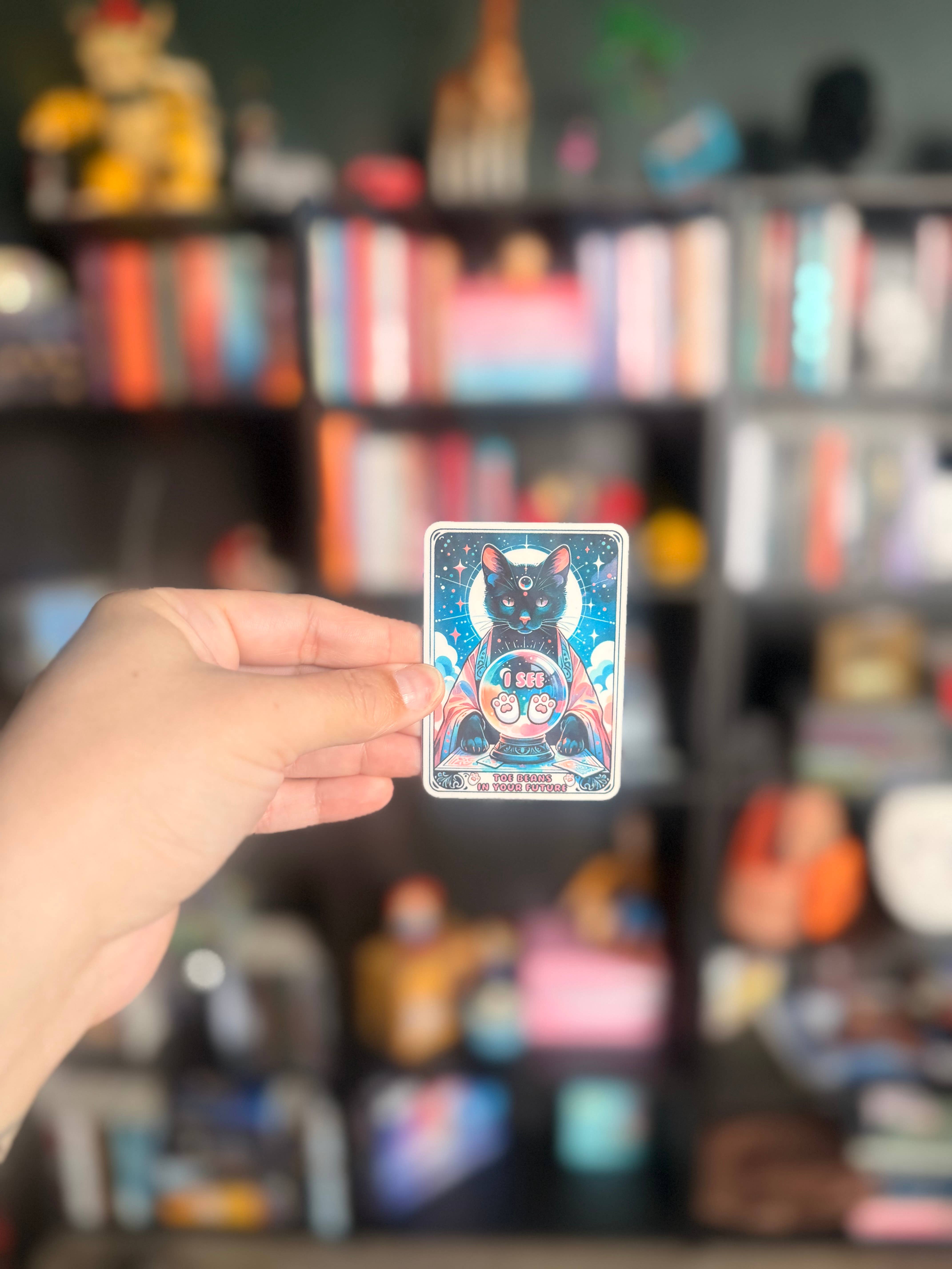 Ink & Omen - Wholesale Bookmark - Toe Beans Mystical Cat Tarot Bookmark | 2x3 Gloss2