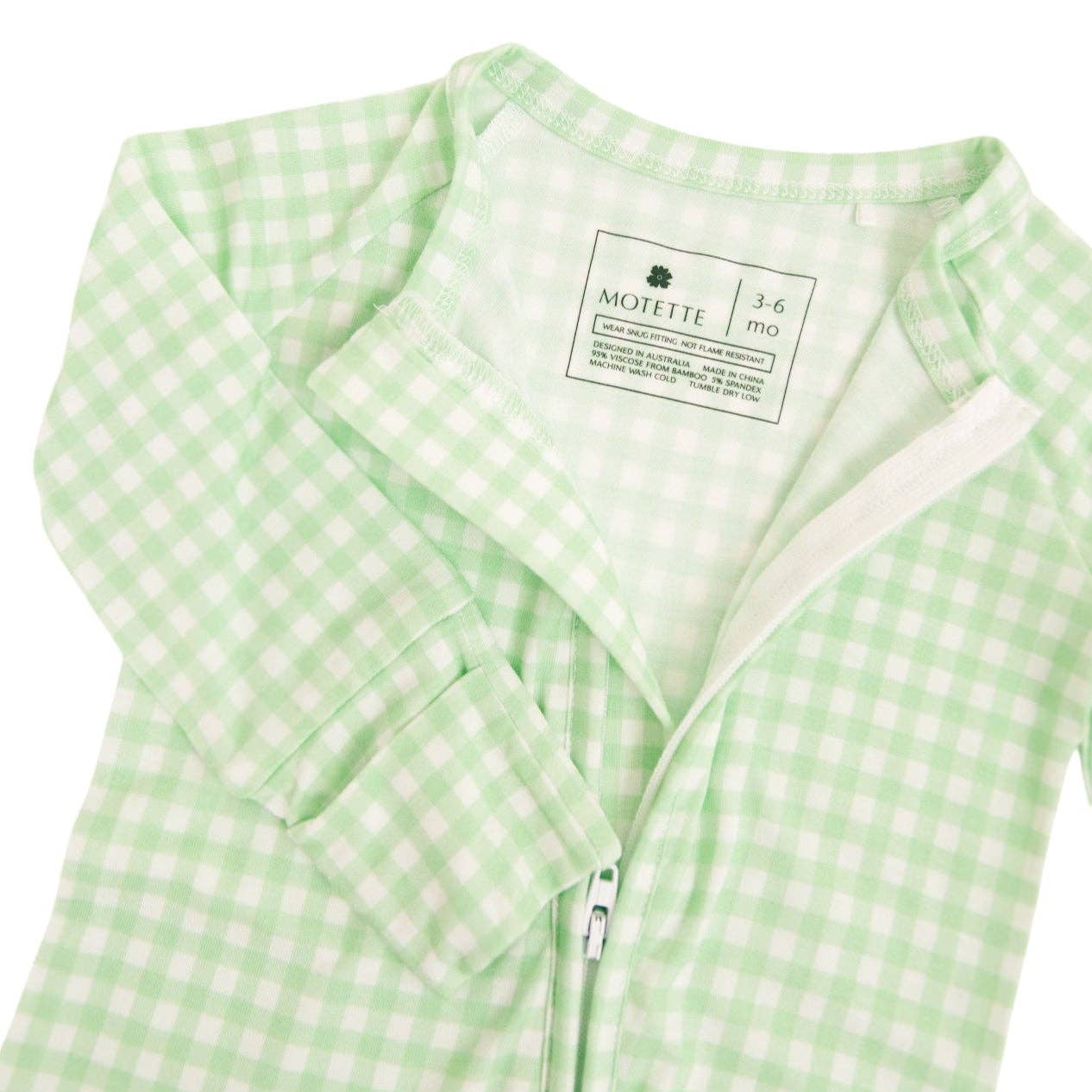 Motette - Wholesale Sleepsuit - Baby - Pistachio Gingham Bamboo Sleeper8