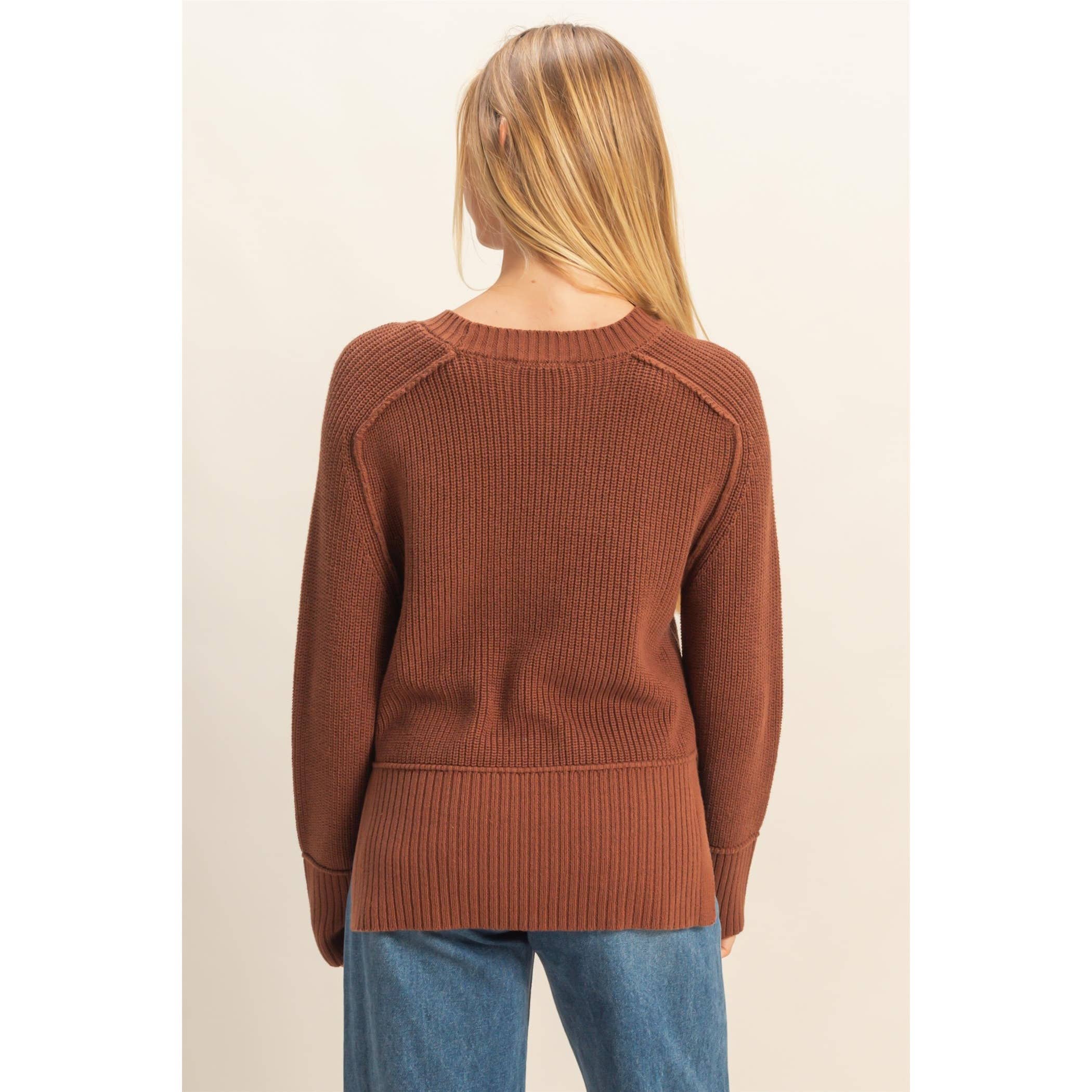 HYFVE - Wholesale Knit Sweater - Women's - Raglan Long Sleeve Side Slit Sweater5