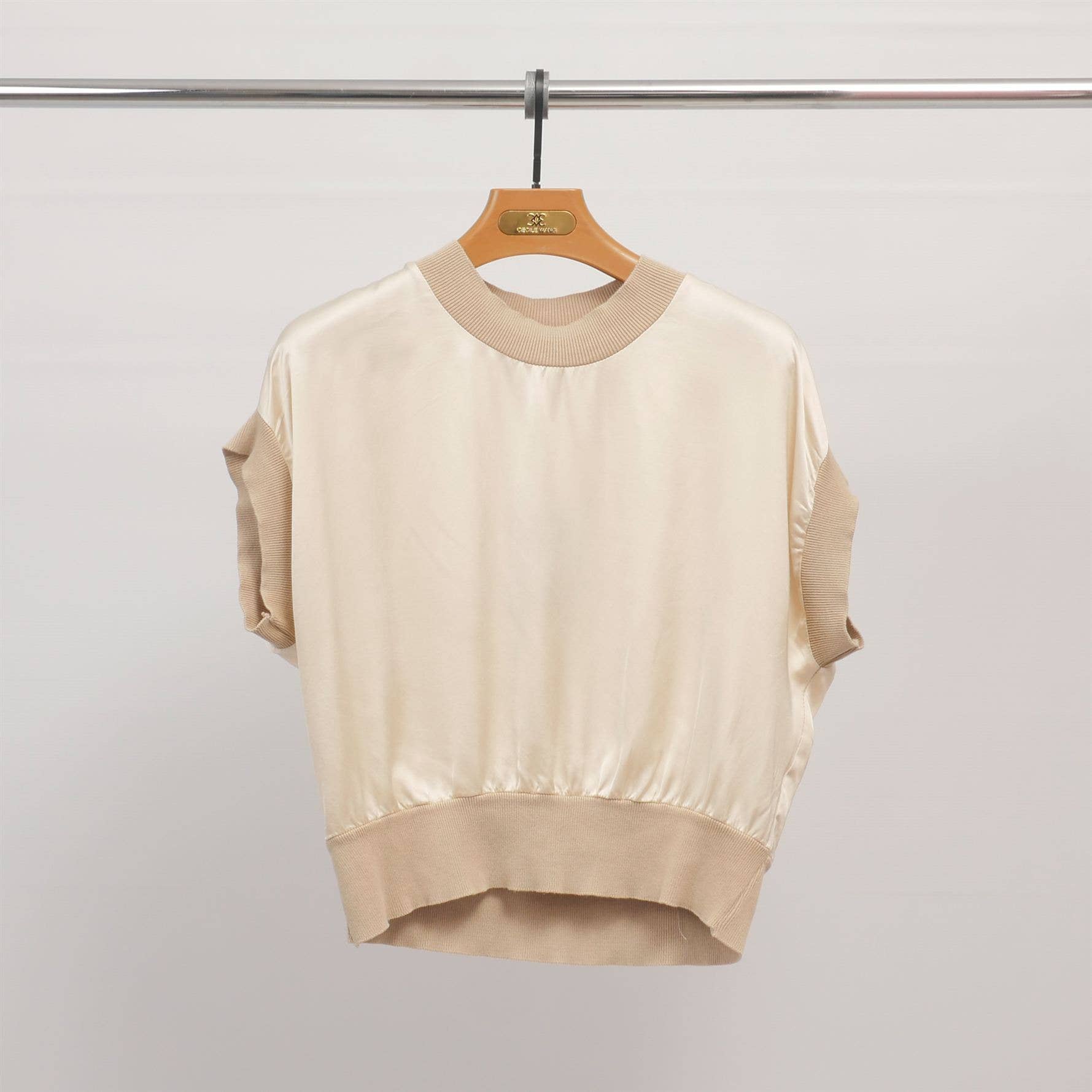 Cecile Wang – Engroshandel Strikket top - Dame – KD8679VS tofarvet top med elastik forneden og ved ærmerne5