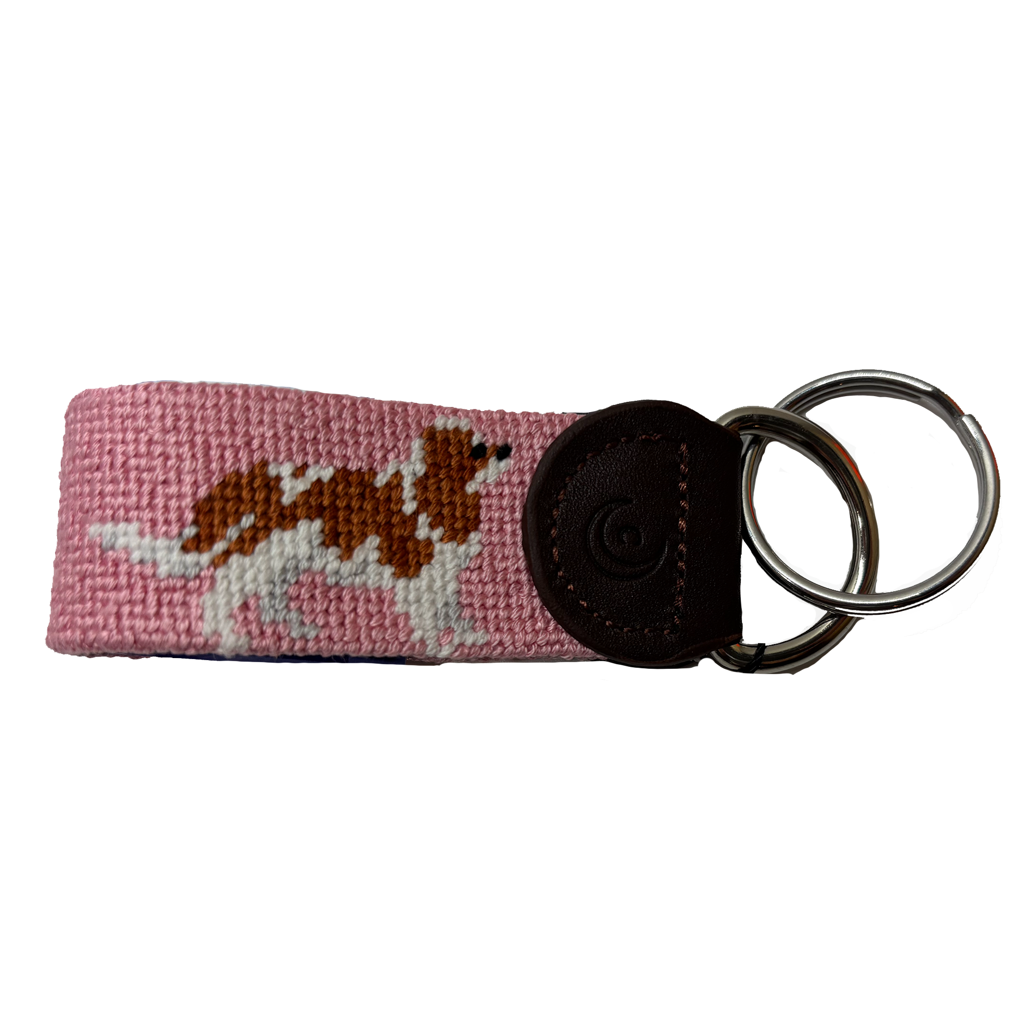 Charleston Belt - Wholesale Keychain - Unisex - Key Fob - King Charles Cavalier Pink Hand-stitched Needlepoint0