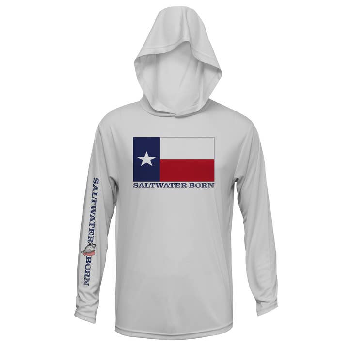 Texas Flag Langærmet UPF 50+ Dry-Fit hættetrøje for engroshandel hos Saltwater Born