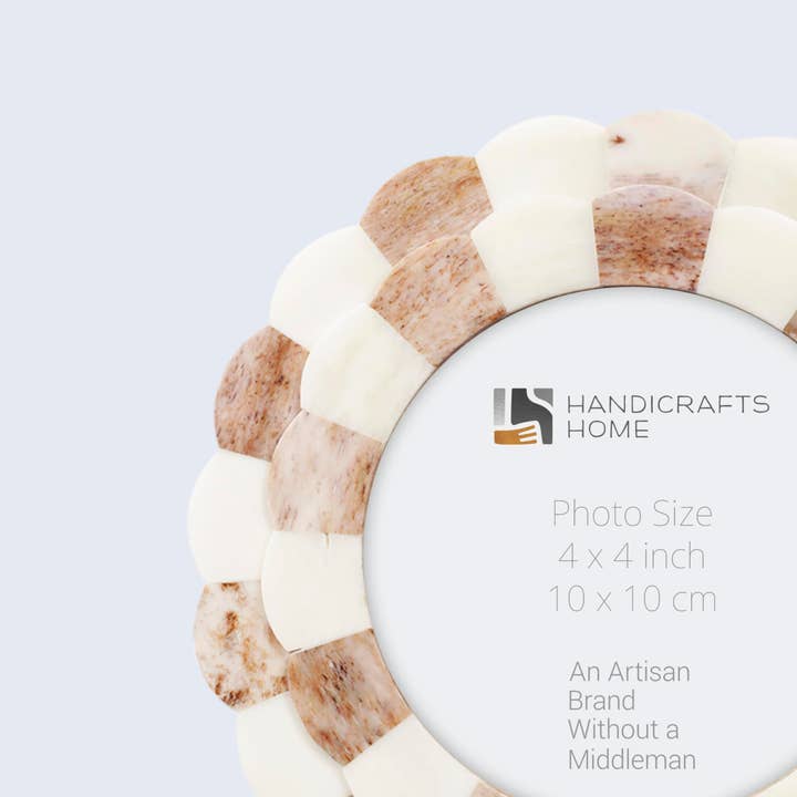 Handicrafts Home - Wholesale Picture Frame - Picture Frame Scalloped Art Brown & White, 4 sizes