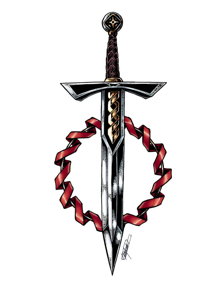 5 „klistermærke: Celtic Blade - Die-Cut Vinyl Vandtæt for engroshandel hos Indi Martin Art