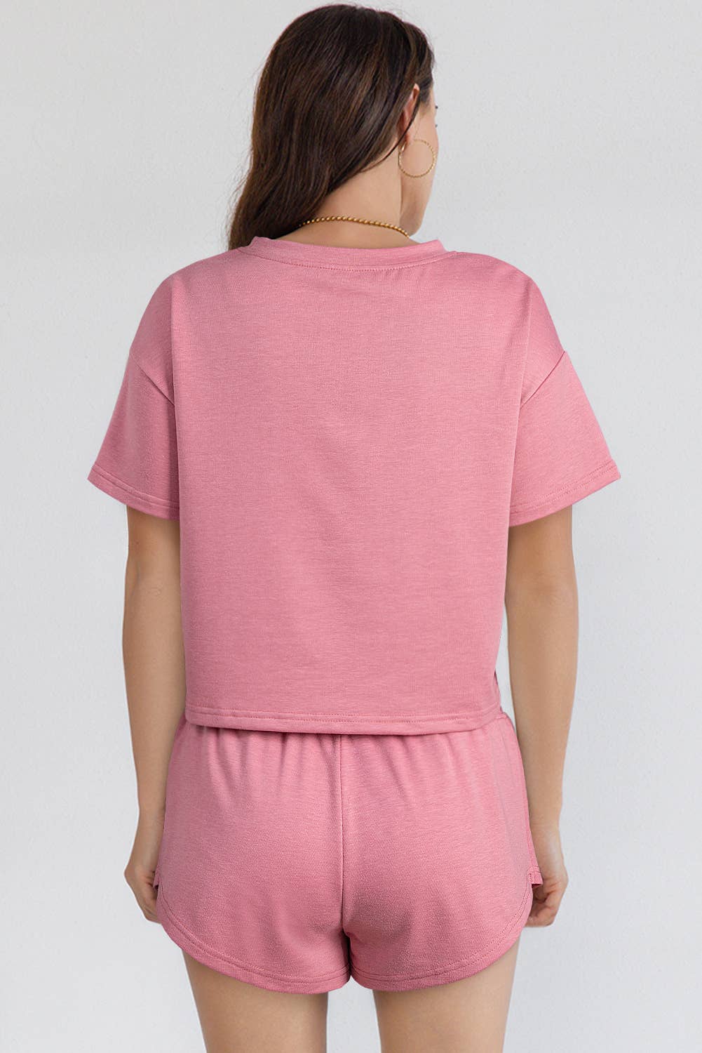 LA Society - Vente Ensemble haut et jupe - Femme - Ensemble de t-shirt court et jupe-short taille haute à volants3