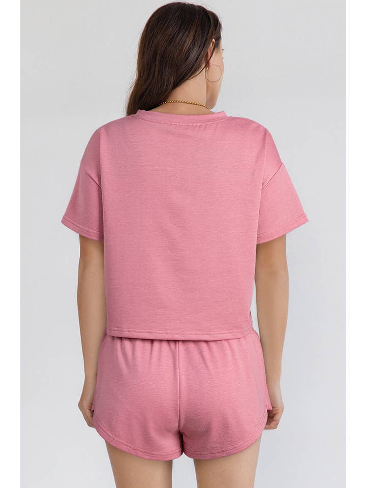 LA Society - Vente Ensemble haut et jupe - Femme - Ensemble de t-shirt court et jupe-short taille haute à volants3