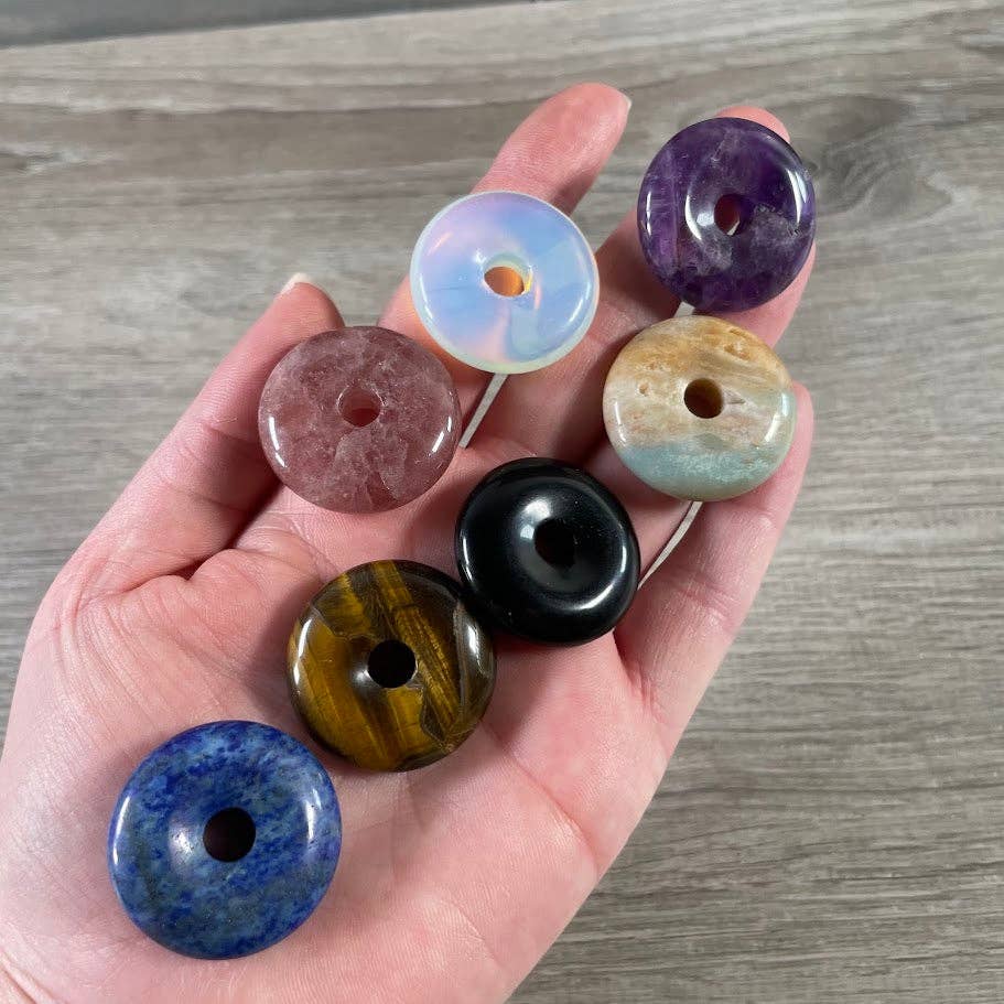 Keystone Crystals - Wholesale Spiritual Stone/Crystal - Donut Pi Stone 30mm Gemstone Pendant –  Strung or Plain29
