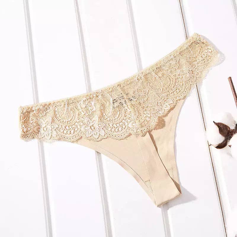 BLACK Mina Lace Back Panty - NUDE for wholesale on Faire0