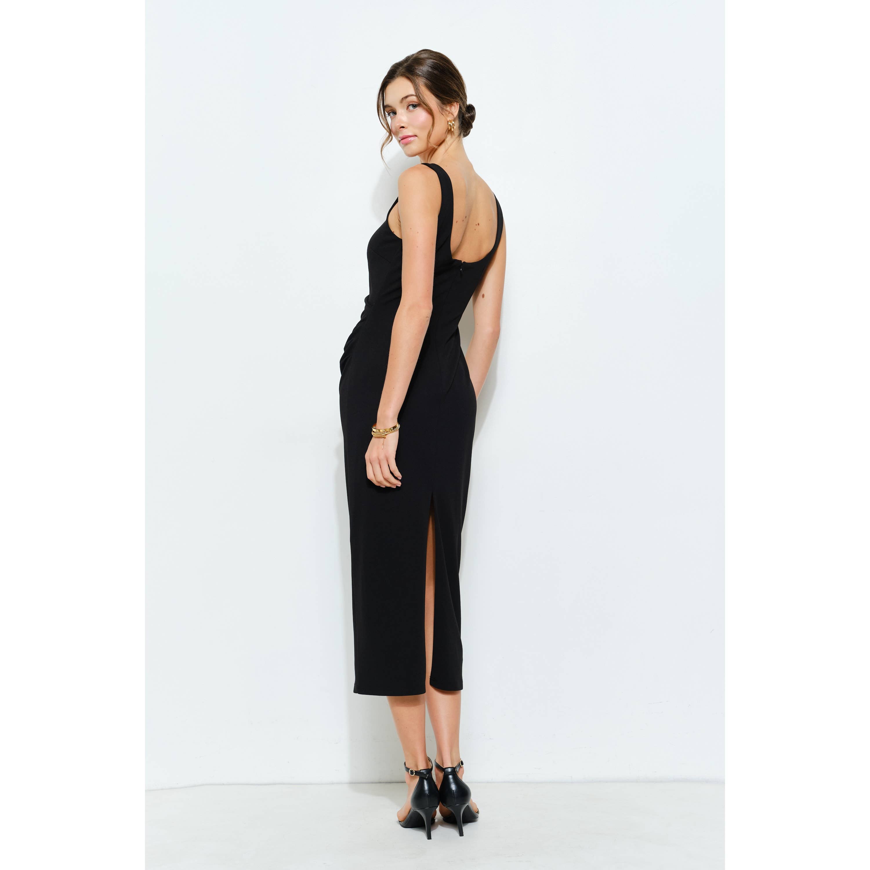 INA - Wholesale Dress - Women's - Knit Crepe Bodycon Midi with Princess Neckline18