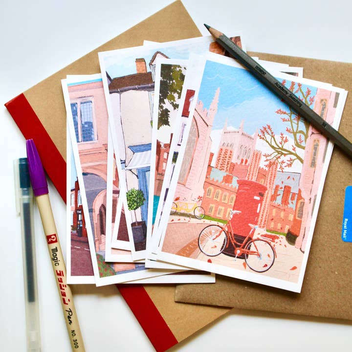 Cambridge England Postcard Set A6 for wholesale by Cambridge Purple