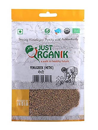 Organic Fenugreek Whole, Methi seeds 3.5 oz for wholesale by Just Organik