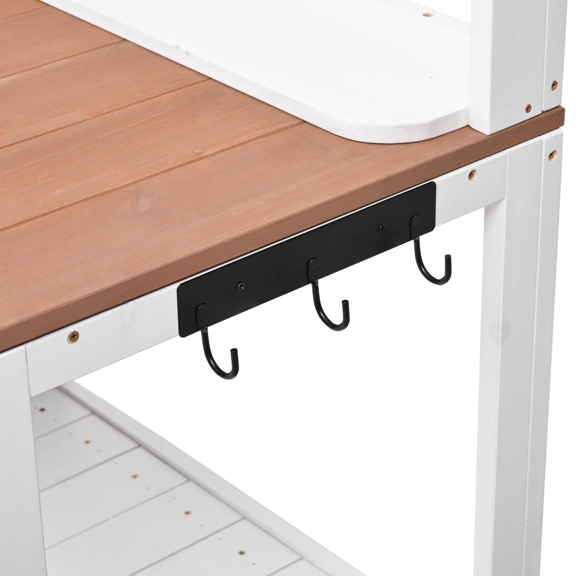 39F Inc. - Vente Bibelots/décorations d'extérieur - Banc de rempotage en bois de sapin blanc avec crédence, poste de travail de jardin15