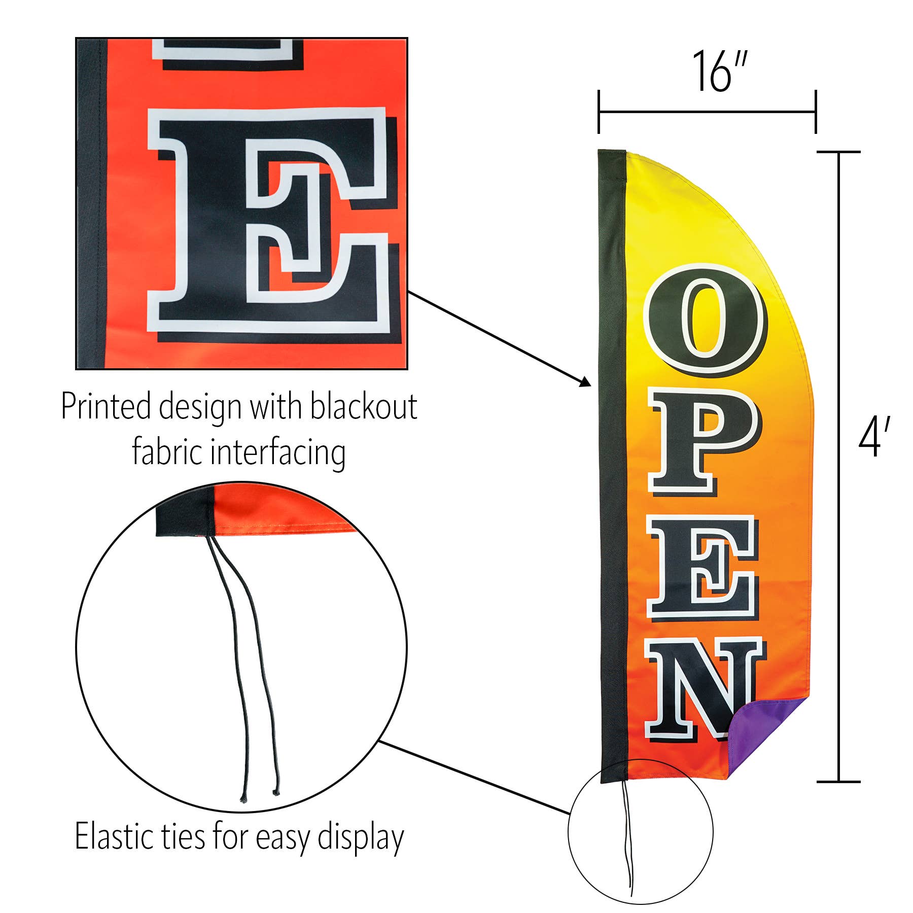 In the Breeze, LLC. - Wholesale Banner - 4' Heavy Duty Open Gradient Double Sided Feather Banner4