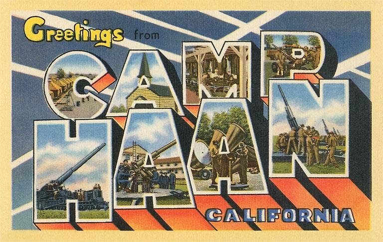 Found Image Press - Wholesale Stationery/Notecard Set - Greeting Card CA-1081 Greetings from Camp Haan, California0