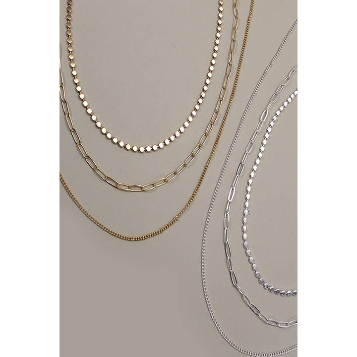 JOSSLYN by wall to wall - Wholesale Link & Chain Necklace - UNIQUE CHAIN MULTI LAYER NECKLACE | 25N470