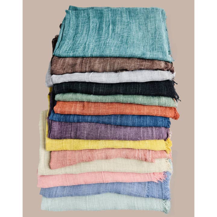 JC Sunny Fashion - Vente Écharpe – femme - Écharpe surdimensionnée en couleur unie délavée à la pierre avec bords bruts JC0210373