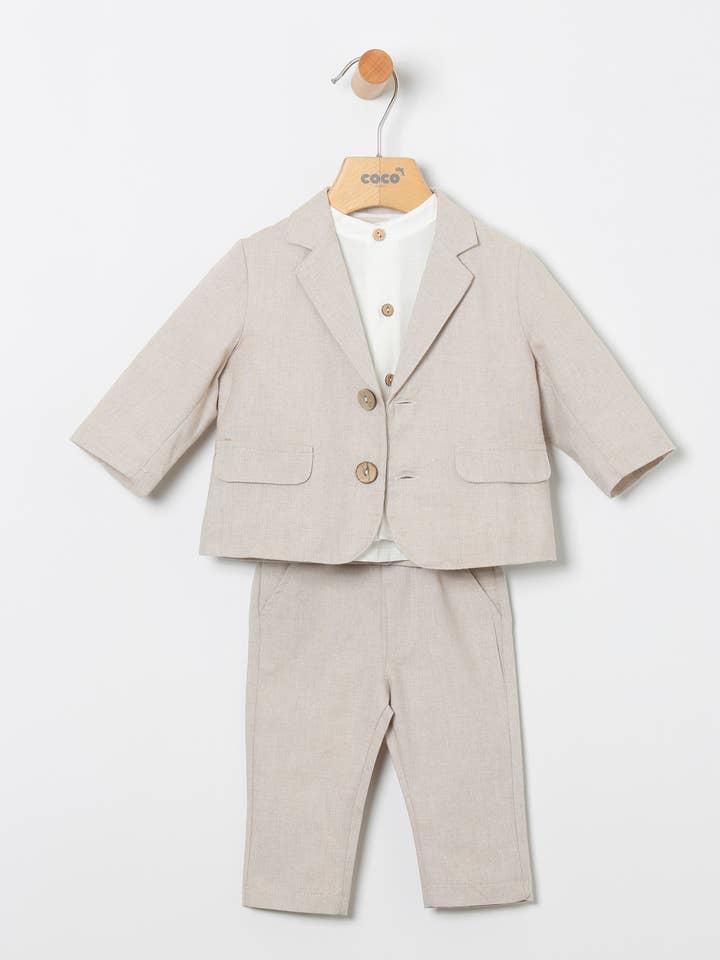 Set för små pojkar: byxor, linneliknande kavaj, skjorta för wholesale av COCO ACQUA