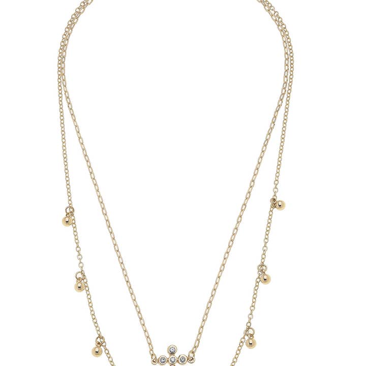 Elizabeth Pave Cross Layered Necklace in Shiny Gold for wholesale by Canvas Style
