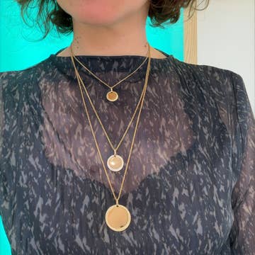 Bijoux Fabrication Française - Wholesale Individual charm/pendant - Round Engravable Medal – Twisted Edge – Gold Plated – 925 St7