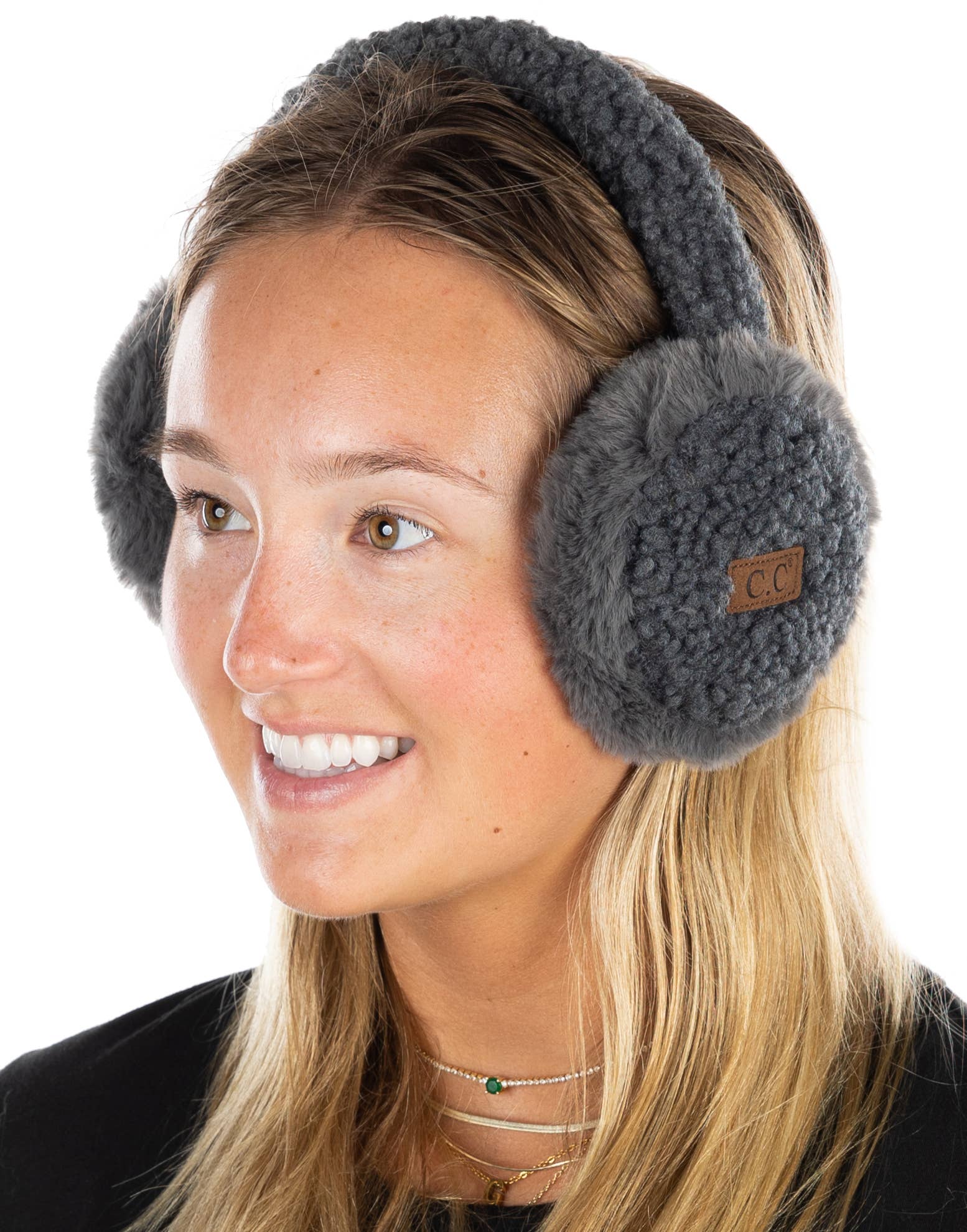 Funky Junque - Wholesale Earwarmers/Ear Muffs - Women's - Adjustable Earmuffs - Fuzzy - Grey0