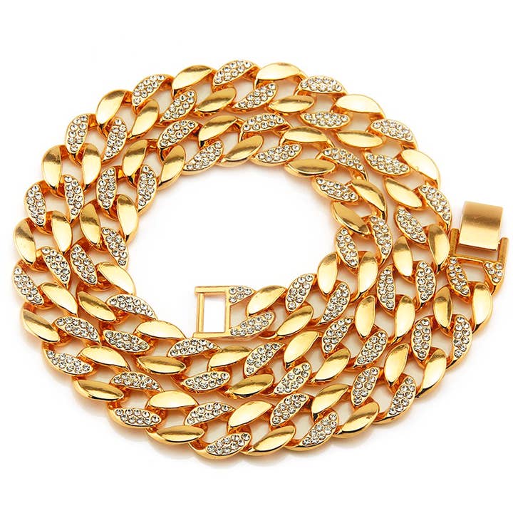 EMESLY - Wholesale Link & Chain Necklace - Miami Cuban Necklace (15mm, Gold)