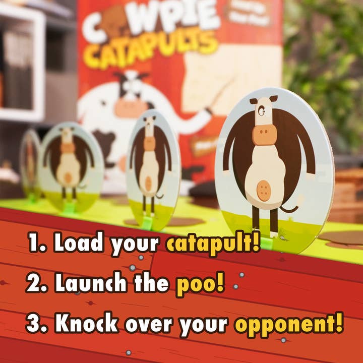 The Good Game Company - Wholesale Board Game - Cow Pie Catapults - Launching Action Farm Animals Board Game