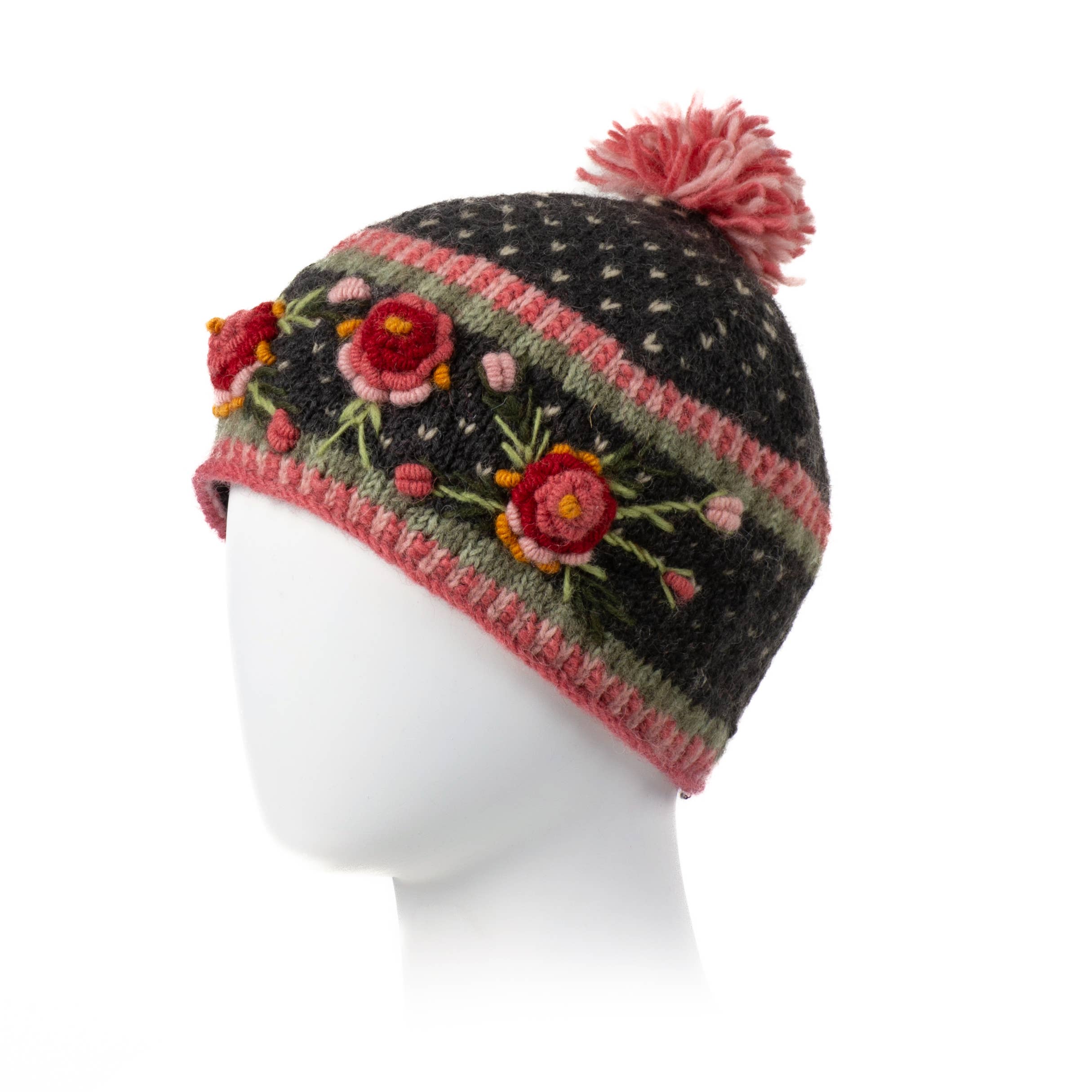 Lost Horizons Knitwear – Ships from USA - Wholesale Beanie - Women's - Aubrey Hand Knit Wool Beanie | Embroidered Floral Hat6