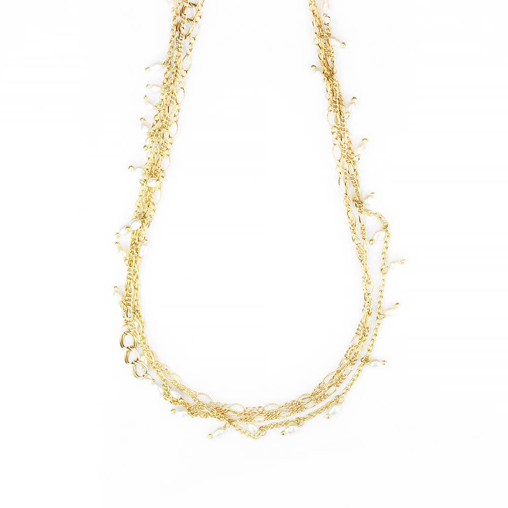 REMOVED BRAND - Wholesale Link & Chain Necklace - Pearl Mixed Chain Long Necklace0