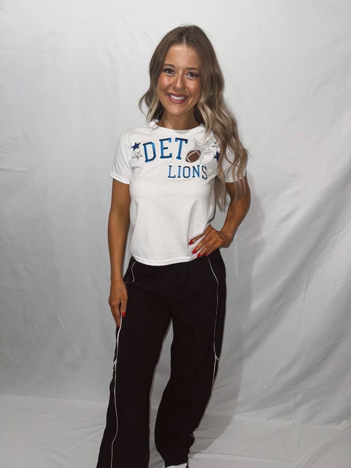 Detroit Star Burst Patch Baby Tee for wholesale by 19 The Label